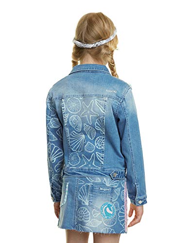 Desigual Chaq_Cerezas Abrigo, Azul (Jeans Vaquero 5053), 164 (Talla del Fabricante: 13/14) para Niñas