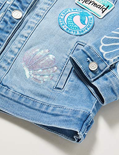 Desigual Chaq_Cerezas Abrigo, Azul (Jeans Vaquero 5053), 164 (Talla del Fabricante: 13/14) para Niñas