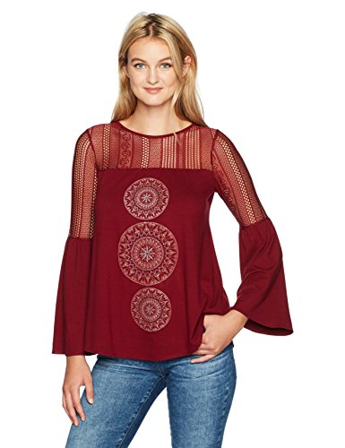 Desigual Ts_Neusifu, Camisa Manga Larga para Mujer, Rojo (Burdeos 3006), M (Talla de fabricante: L)