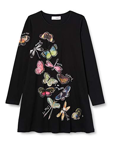 Desigual Vest_Naucalpan Vestido Casual, Black, 3/4 para Niñas