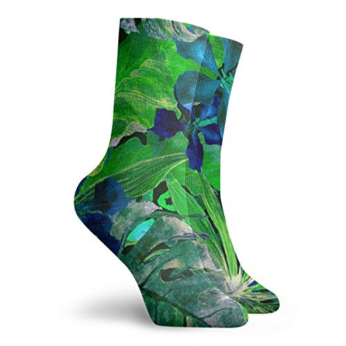 Desing shop Tropical Watercolor Thailand Palm Monstera Beauty Fashion Leaves Fashion Long Socks Soft Warmer Stockings 1 Pair For Women &Men Sport Socks 11.8 Inch(30Cm)