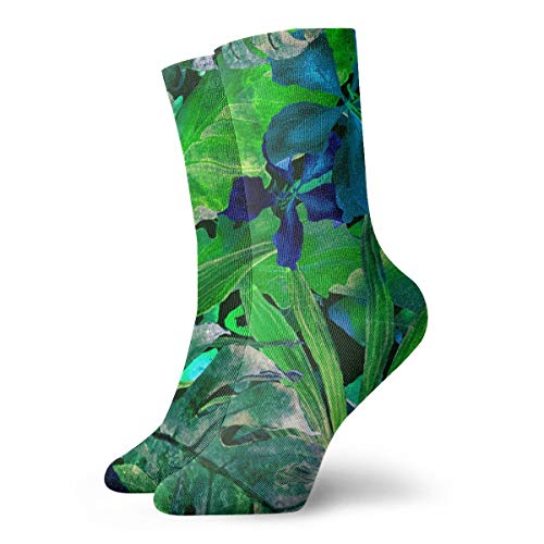 Desing shop Tropical Watercolor Thailand Palm Monstera Beauty Fashion Leaves Fashion Long Socks Soft Warmer Stockings 1 Pair For Women &Men Sport Socks 11.8 Inch(30Cm)