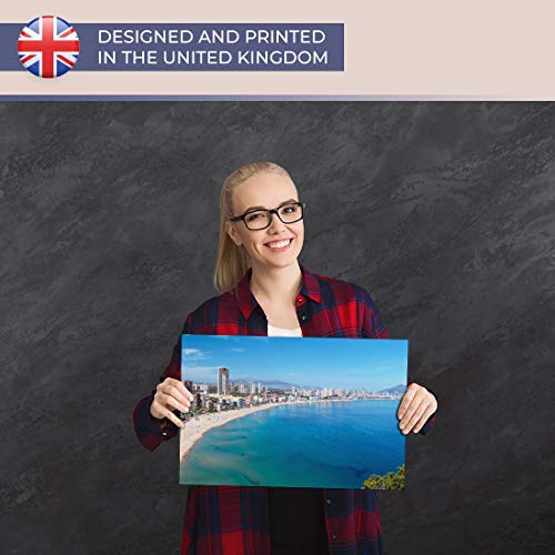 Destination - Póster de vinilo A3, diseño de Benidorm Summer Beach España, 42 x 11,7 pulgadas, papel fotográfico satinado brillante #12488