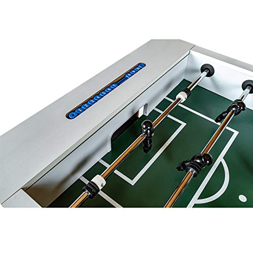 Devessport - Futbolín Quartz White ideal para jugar con amigos - Gran tamaño - Patas con mayor estabilidad - Mango de plástico - Retorno de bolas - Con posavasos - Medidas: 145 x 75.8 x 87.5 Cm