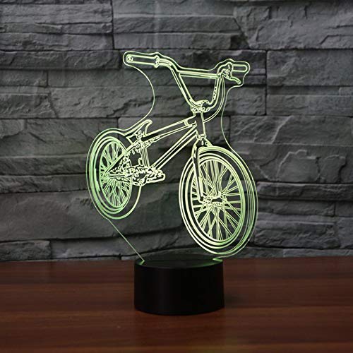 DFDLNL Luz de Noche LED 3D 7 Colores Cambiar Forma de Bicicleta Lámpara de Mesa de Noche USB Bicicleta Decoración para el hogar Dormitorio Lámpara de sueño Regalos