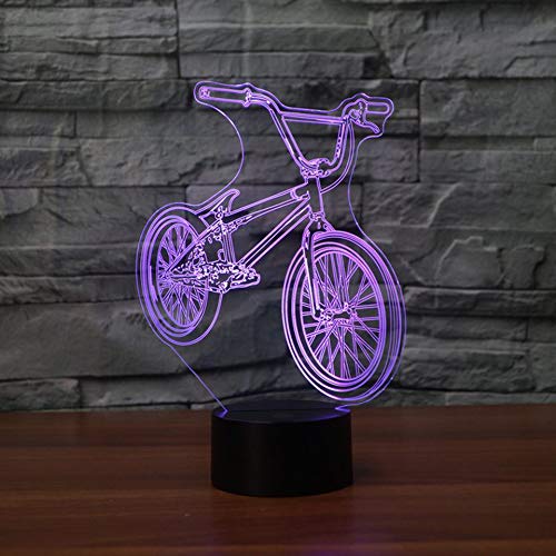 DFDLNL Luz de Noche LED 3D 7 Colores Cambiar Forma de Bicicleta Lámpara de Mesa de Noche USB Bicicleta Decoración para el hogar Dormitorio Lámpara de sueño Regalos