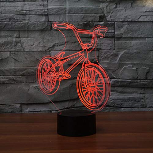 DFDLNL Luz de Noche LED 3D 7 Colores Cambiar Forma de Bicicleta Lámpara de Mesa de Noche USB Bicicleta Decoración para el hogar Dormitorio Lámpara de sueño Regalos