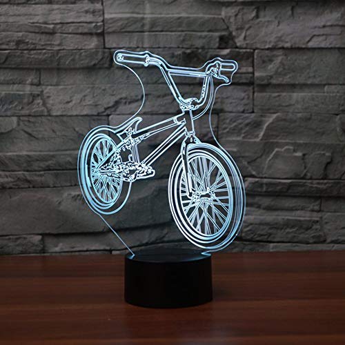 DFDLNL Luz de Noche LED 3D 7 Colores Cambiar Forma de Bicicleta Lámpara de Mesa de Noche USB Bicicleta Decoración para el hogar Dormitorio Lámpara de sueño Regalos