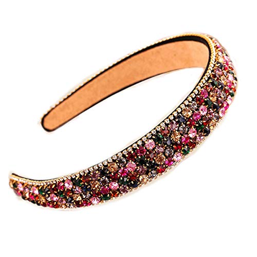 Diademas Anchas para Mujer y Niñas de Colores Variados y Tejido con Relieve Diademas a la Moda para Cualquier Ocaciones (2 Pcs de Cristales)