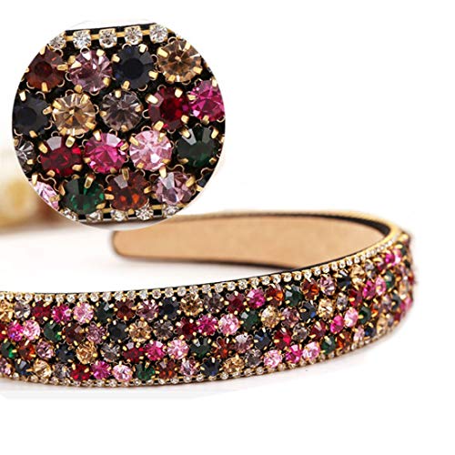 Diademas Anchas para Mujer y Niñas de Colores Variados y Tejido con Relieve Diademas a la Moda para Cualquier Ocaciones (2 Pcs de Cristales)