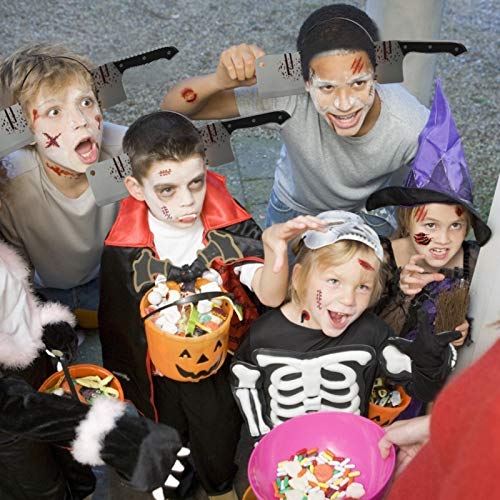 Diademas de Armas de Halloween KATOOM Disfraz de Diadema Sangrienta de Halloween Y Aterrador con 30 Hojas de Pegatinas de Tatuaje de Cicatriz para Vampiro, Zombi, Terror, Decoración de Fiesta, Disfraz