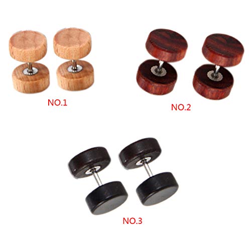 Diamoen 1pc Muchachas de Las Mujeres de Hip-Hop de Round Rock del oído del Perno Prisionero de la Pesa de viga de Madera Tornillo Prisionero del oído Hombres Niños Piercing Pendientes con Mancuernas