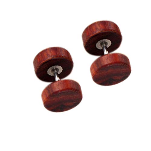 Diamoen 1pc Muchachas de Las Mujeres de Hip-Hop de Round Rock del oído del Perno Prisionero de la Pesa de viga de Madera Tornillo Prisionero del oído Hombres Niños Piercing Pendientes con Mancuernas