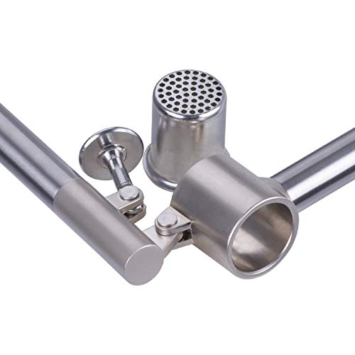 Diealles Acero Inoxidable Prensa de Ajo Mincer Ajo Peeler Jengibre Press Ginger Press Con un Asidero de Ajo Resistente Chopper Mango de Acero Inoxidable, 15.8x5cm