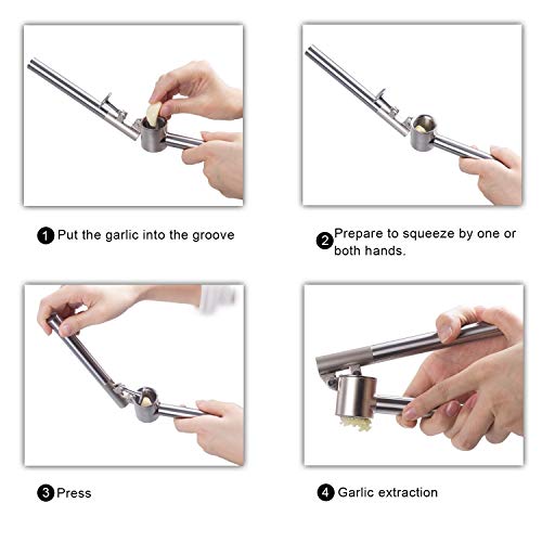 Diealles Acero Inoxidable Prensa de Ajo Mincer Ajo Peeler Jengibre Press Ginger Press Con un Asidero de Ajo Resistente Chopper Mango de Acero Inoxidable, 15.8x5cm