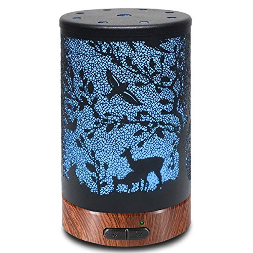 Difusor de Aceite Esenciales Difusor de Aromaterapia Humidificador Aceites Esenciales Ultrasónico Difusor de Aceites Automáticamente Apaga Cuando sin Agua 100ml