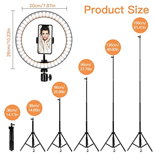 DigHealth Anillo de Luz LED, Ring Light con 3 Colores 10 Brillos Regulables Control Remoto Bluetooth,Trípode con Soporte Giratorio de Teléfono, Anillo de Luz para Selfie Maquillaje Youtube Live