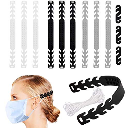 Dioxide 12pcs Extensores de correa para la oreja, cierre de velcro, hebilla de silicona, ajuste antiapretamiento, antideslizante, protector para aliviar el dolor de oído, para niños y adultos