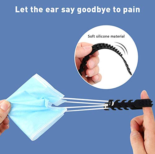 Dioxide 12pcs Extensores de correa para la oreja, cierre de velcro, hebilla de silicona, ajuste antiapretamiento, antideslizante, protector para aliviar el dolor de oído, para niños y adultos