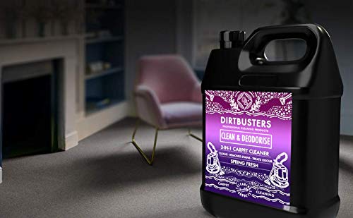 Dirtbusters Fórmula Concentrada 3 en 1 Limpia y Desodoriza Moquetas y Tapizados. Elimina y Neutraliza los Malos Olores. Apto para Aspiradoras y Materiales Delicados. Aroma Primaveral 1 x 5 Litros
