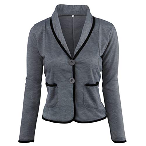 DISCOUNTL Casual Salvaje Moda Coser Solapa Trabajo Slim Traje Chaqueta Mujer Gris gris oscuro L