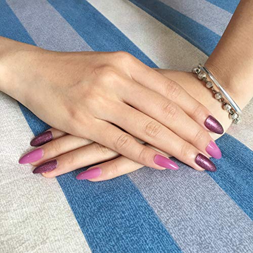 Diseños de uñas violeta y morado oscuro para uñas Diseños de uñas falsos y estilete de tamaño mediano