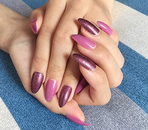 Diseños de uñas violeta y morado oscuro para uñas Diseños de uñas falsos y estilete de tamaño mediano