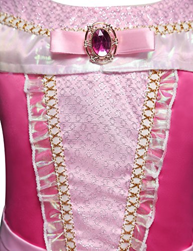 Disfraz de princesa Aurora para niñas de 3 a 10 años, color rosa fuerte