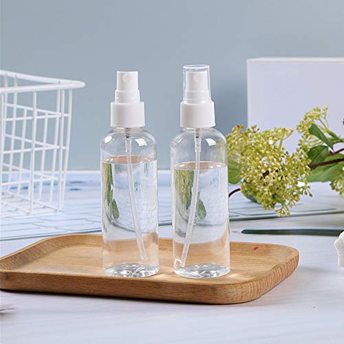DishyKooker - Mini botella pulverizadora de plástico transparente, rellenable, botella pequeña y portátil, ideal para cosméticos acuáticos, limpieza casera