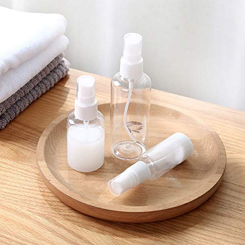 DishyKooker - Mini botella pulverizadora de plástico transparente, rellenable, botella pequeña y portátil, ideal para cosméticos acuáticos, limpieza casera