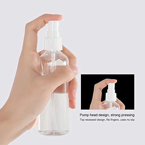 DishyKooker - Mini botella pulverizadora de plástico transparente, rellenable, botella pequeña y portátil, ideal para cosméticos acuáticos, limpieza casera
