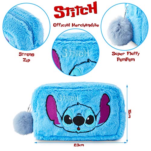 Disney Neceser Mujer, Neceser Niña con Personaje Stitch, Bolsa de Aseo de Peluche, Neceser Maquillaje para Viajes, Regalos Originales para Mujer Niñas y Adolescentes