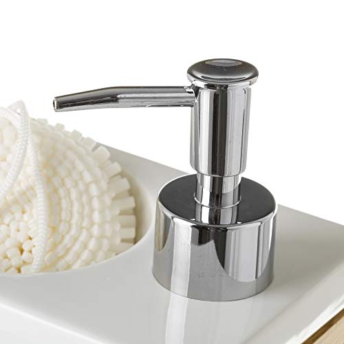 Dispensador con estropajo blanco nórdico bambú de cerámica de 15x10x9 cm - LOLAhome