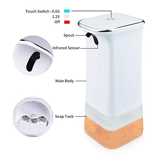 Dispensador de jabón sin contacto, no es fácil de bloquear, fácil de limpiar, fácil de usar para cocinas, oficinas, escuelas, hoteles