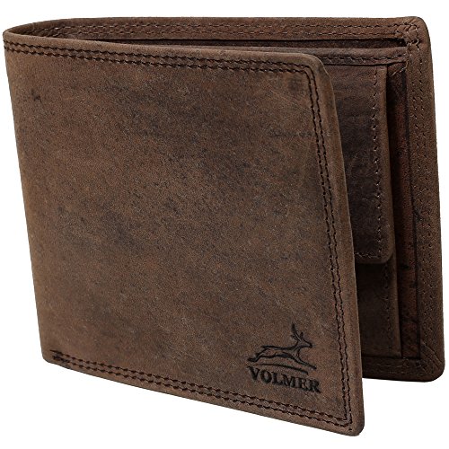 Diverso Cartera De Cuero En Horizontal Hombres Mujeres Bloqueo RFID Fa.Volmer Serie #Easycomfort (Marron)