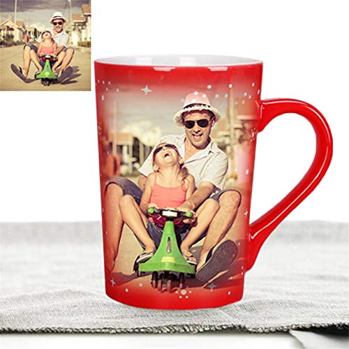 DIY Imprimir Imagen Taza De Café Taza Mágica Personalizada De Cambio De Color Sensible Al Calor Debe(Rojo 12 * 7 * 8.3 CM/4.72 * 2.76 * 3.27 IN)