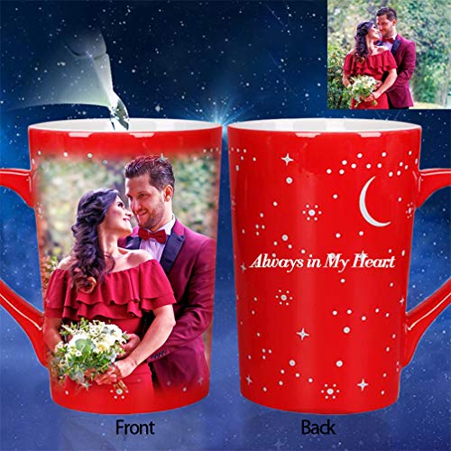 DIY Imprimir Imagen Taza De Café Taza Mágica Personalizada De Cambio De Color Sensible Al Calor Debe(Rojo 12 * 7 * 8.3 CM/4.72 * 2.76 * 3.27 IN)