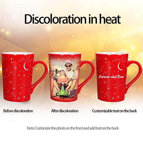 DIY Imprimir Imagen Taza De Café Taza Mágica Personalizada De Cambio De Color Sensible Al Calor Debe(Rojo 12 * 7 * 8.3 CM/4.72 * 2.76 * 3.27 IN)
