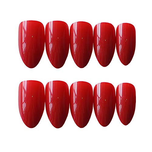 DIY Manicura Calcomanía Natural Stiletto Rojo/Negro Manicura Herramienta Falsa Uñas Puntas con pegamento uñas postizas Full Cover