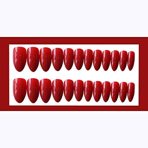 DIY Manicura Calcomanía Natural Stiletto Rojo/Negro Manicura Herramienta Falsa Uñas Puntas con pegamento uñas postizas Full Cover