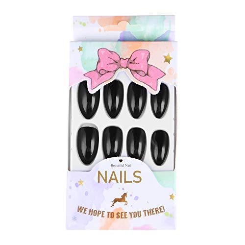 DIY Manicura Calcomanía Natural Stiletto Rojo/Negro Manicura Herramienta Falsa Uñas Puntas con pegamento uñas postizas Full Cover