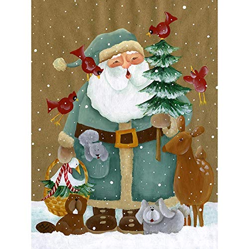 DIY Pintar por números Pintado a Mano Santa y Animal Adulto Digital Toolkit Painting, DIY Oil Painting Gift Set, Frameless Painting 40X50CM