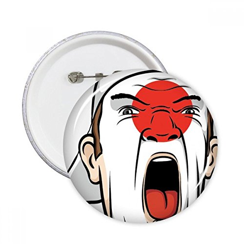 DIYthinker Bandera Nacional de Japón Máscara facial Pintura de maquillaje que grita Botón redondo Cap Badge prendedores Ropa Decoración regalo 5Pcs XXL Multicolor