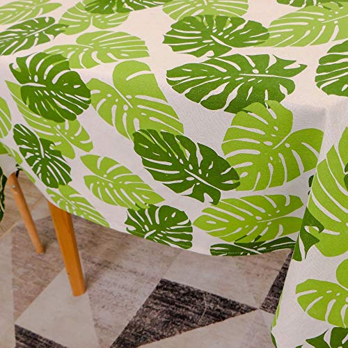 DJUX - Mantel rectangular de algodón con hojas de banana (140 x 300 cm), color verde
