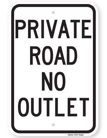 DKISEE Aluminum Plaque Private Road No Outlet Sign Durable Rust Proof Aluminum Sign Warning Sign Aluminum Metal Sign 12"x18"