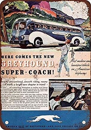 DKISEE Aluminum Safety Sign 1936 Greyhound Super-Coach Metal Sign Durable Rust Proof Warning Sign Aluminum Metal Sign 10"x14"