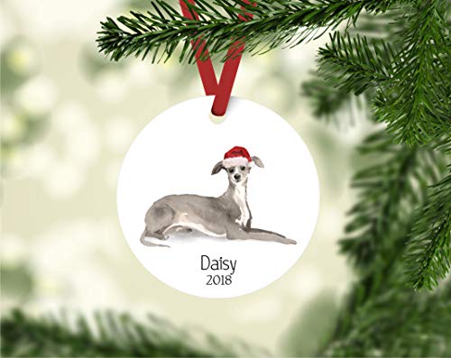Dkisee Greyhound Ornamento de Galgo Italiano Ornamento Personalizado Galgo Galgo Propietario Regalo Personalizado Perro Ornamento Personalizado 3"