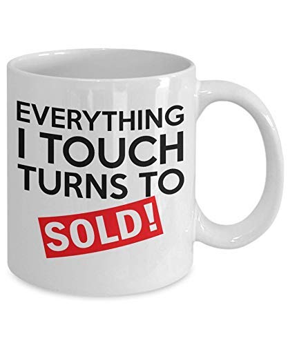 DKISEE - Tazas de cerámica, agente inmobiliario, motivación de bienes raíces, todo el tacto, se vende regalos, tazas de café, té de 11 onzas