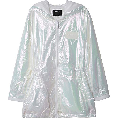 DKNY D36619 - Parka para niña con capucha, color blanco Blanco 164 cm