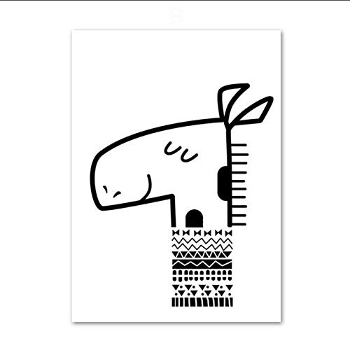 DLFALG Imprime imágenes Home Wall Art Modular Poster Nordic Cartoon Cute Animal Collection Pinturas de jirafas en lienzo Living Room Decor- 40x50cmx3 Sin marco